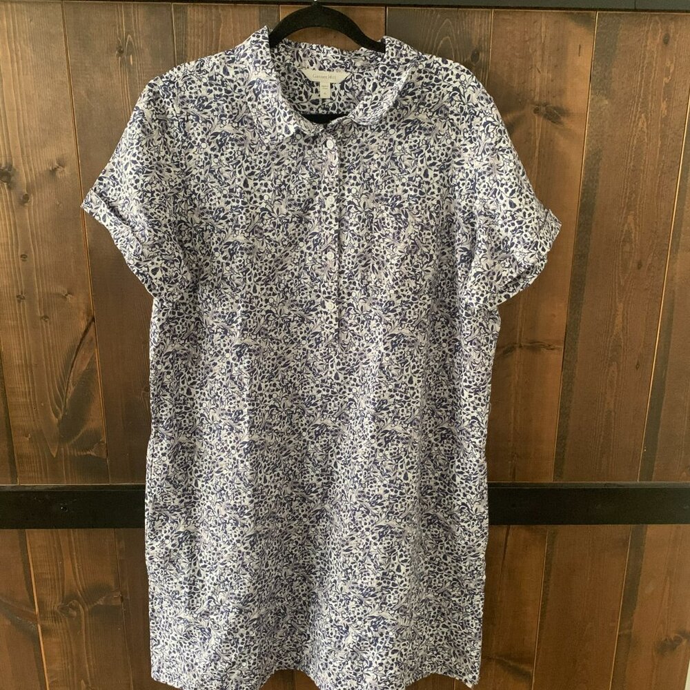 Garnet Hill Linen Relaxed Popover Shirt Dress Women's Size XL